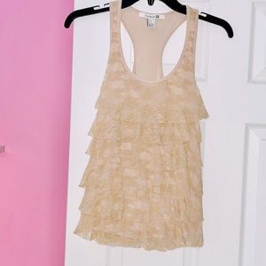 Forever 21 Lace Floral Racerback Ruffle Top